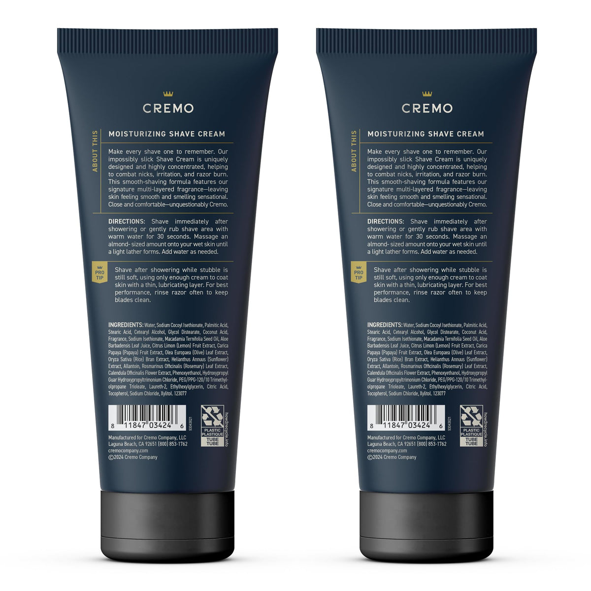 Cremo Palo Santo Shave Cream 2-pack 6 oz bottles for long-lasting supply.