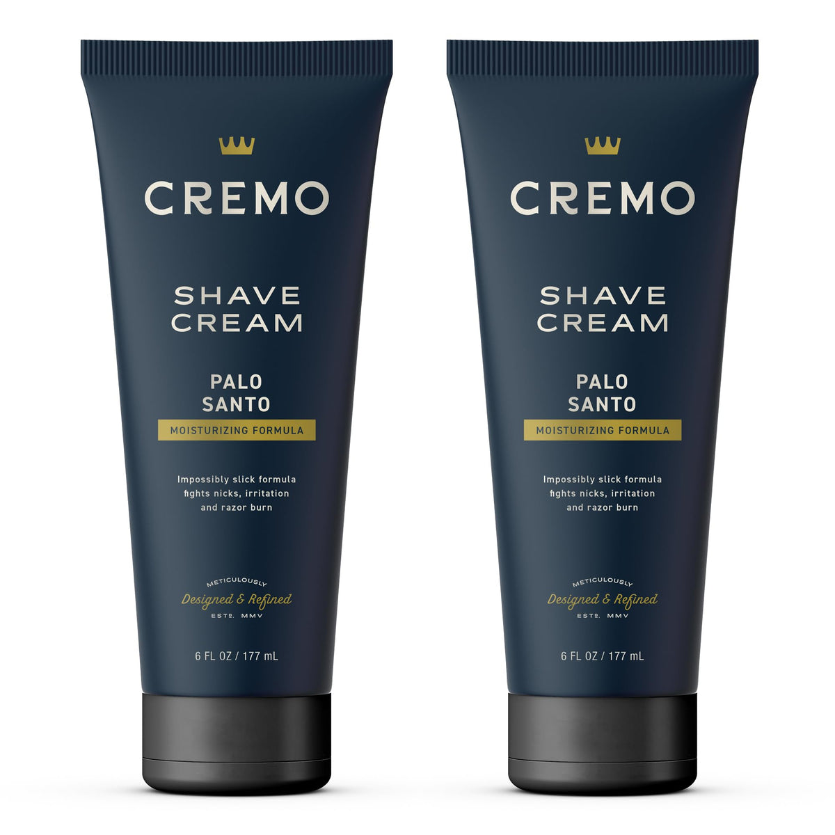 Cremo Palo Santo Shave Cream 2-pack front view for convenience.