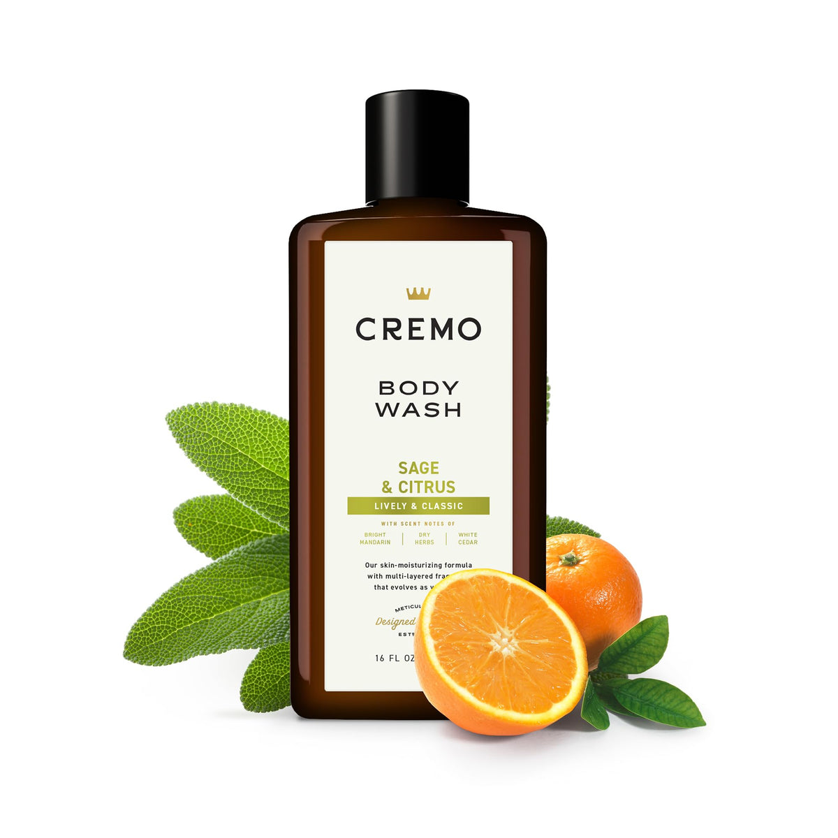 Cremo Sage & Citrus in a bright shower scene suggesting a refreshing daily routine
