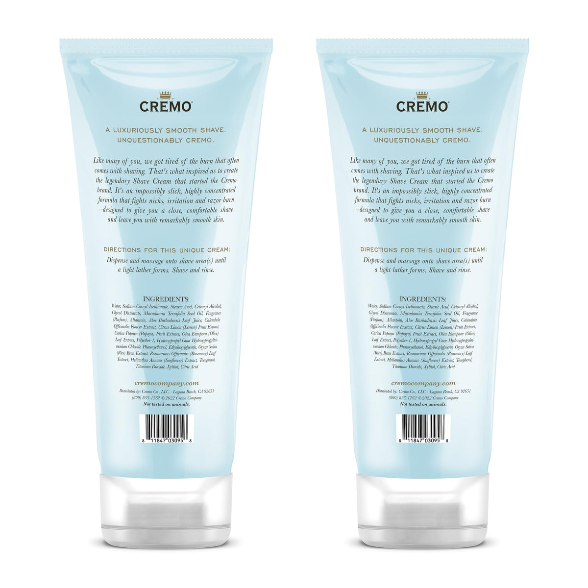 Cremo Vanilla & Orchid scent close-up enhances the shaving routine.