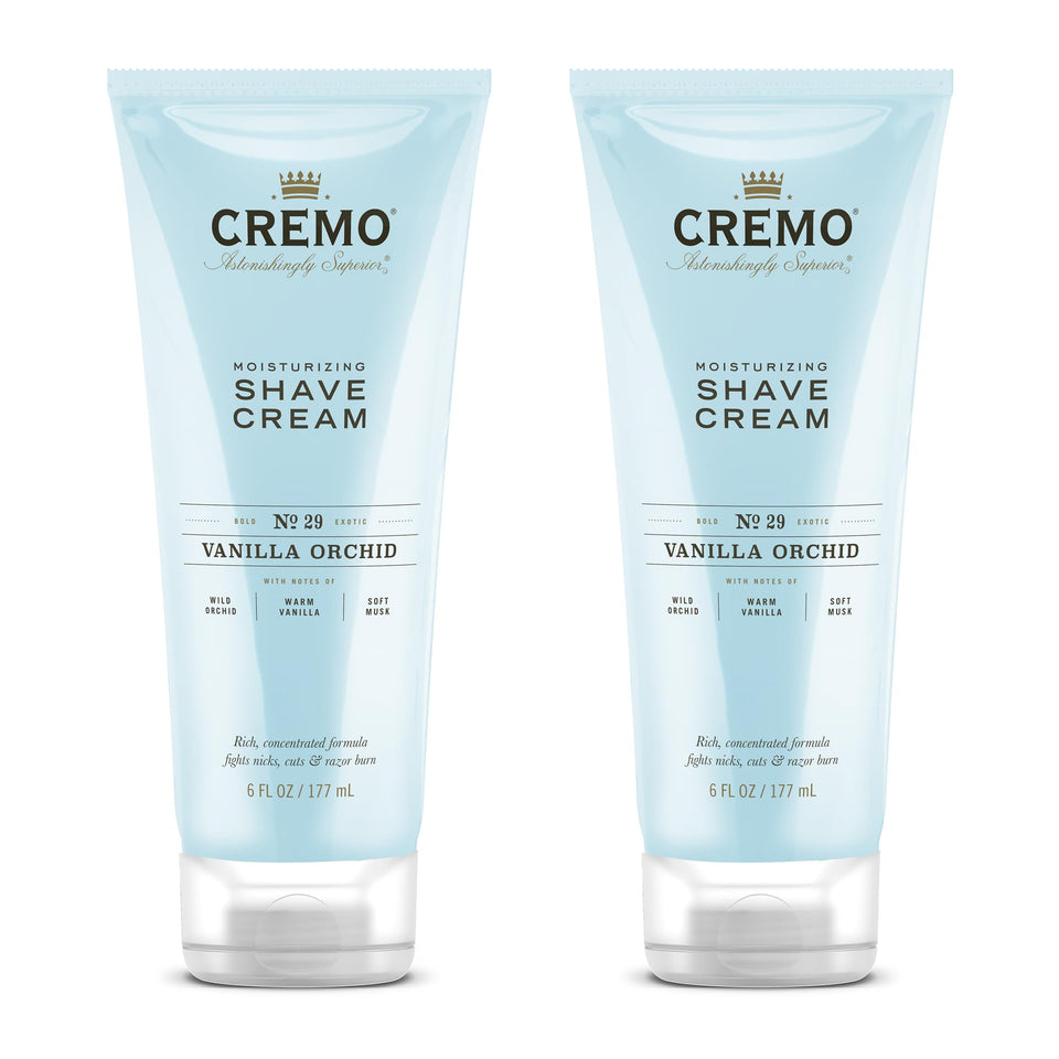 Cremo Women's Shaving Cream Sensitive Skin Vanilla & Orchid pack of two for a smooth shave.