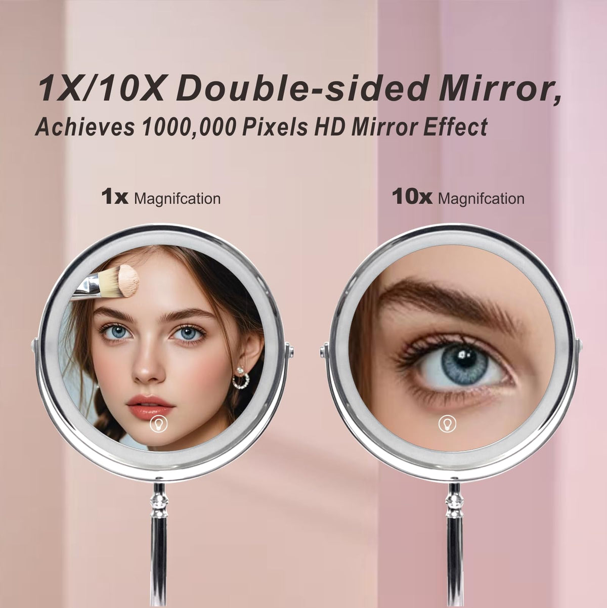Creocasy mirror shows three lighting options for day to night looks