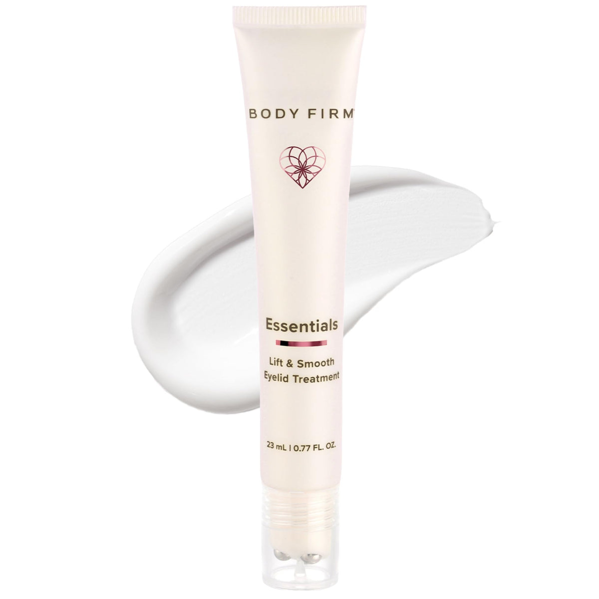 Crepe Erase Lift & Smooth Eyelid Serum bottle shows lifting effect for smoother eyelids.