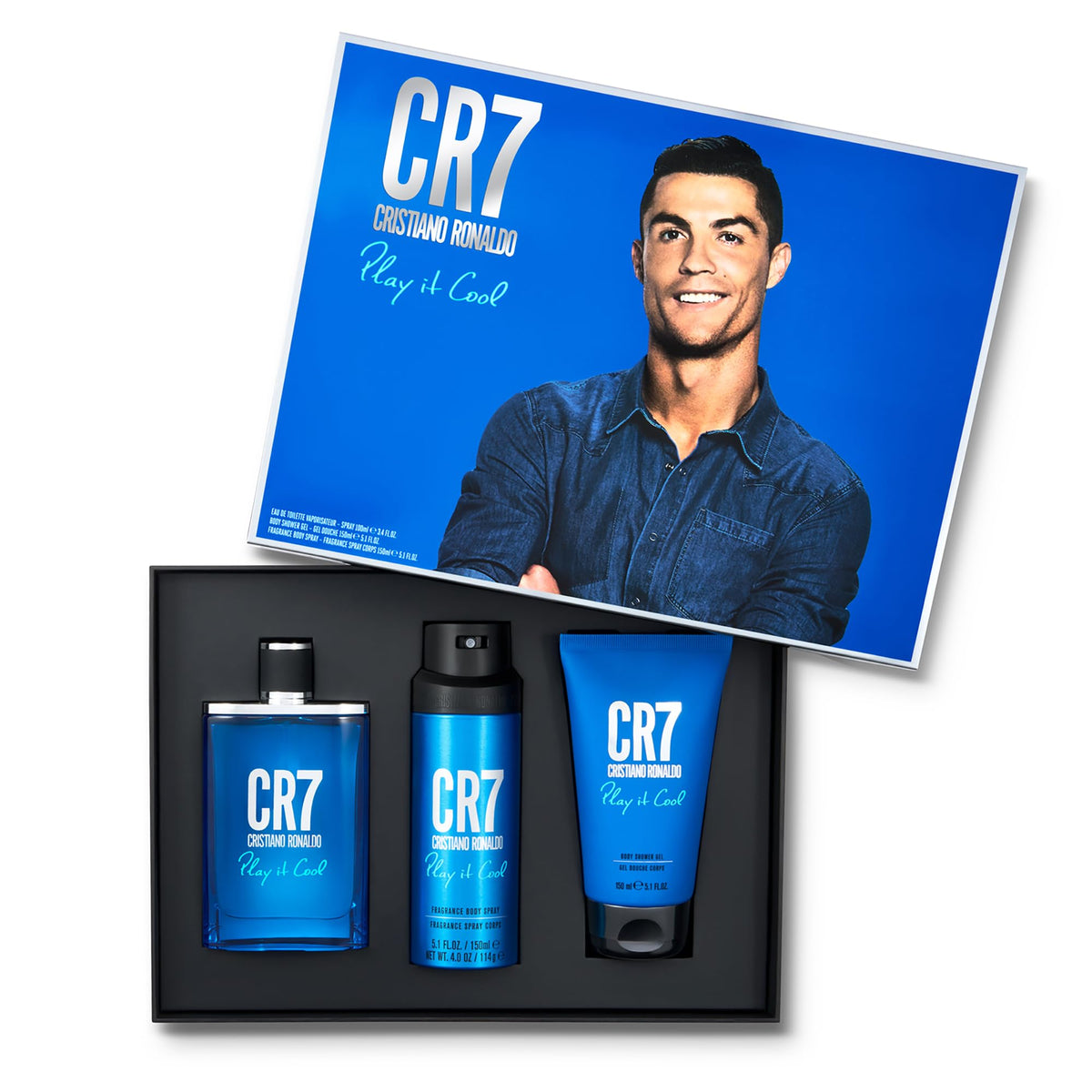CRISTIANO RONALDO Play It Cool bottle in hand—comforting grip and travel-friendly size