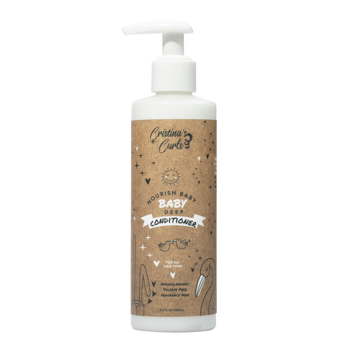 Cristina's Curls Baby Conditioner bottle pour showing gentle slip for detangling