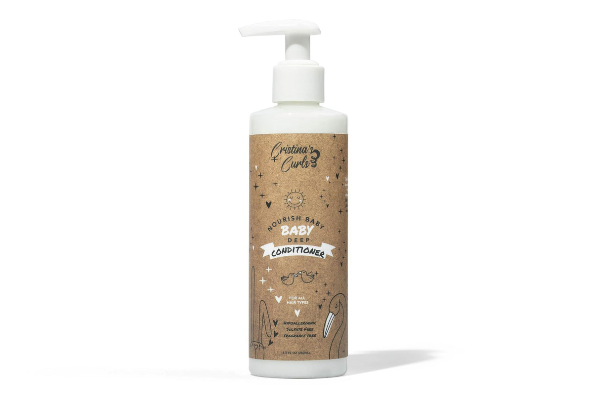 Cristina's Curls Baby Conditioner rinse-off shows residue-free finish on delicate strands