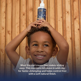 Cristina's Curls curl defining cream for kids hair close-up shows soft, touchable definition.