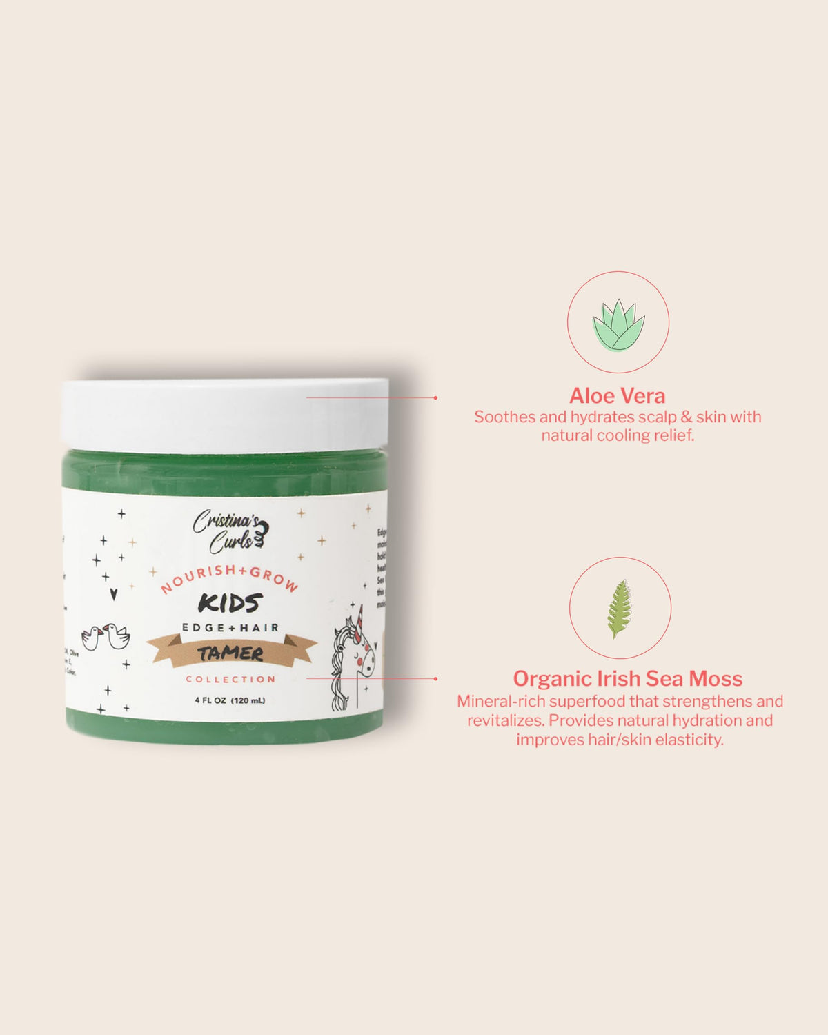 Cristina's Curls Edge Control Gel used on baby hairs, gentle on delicate hairlines.