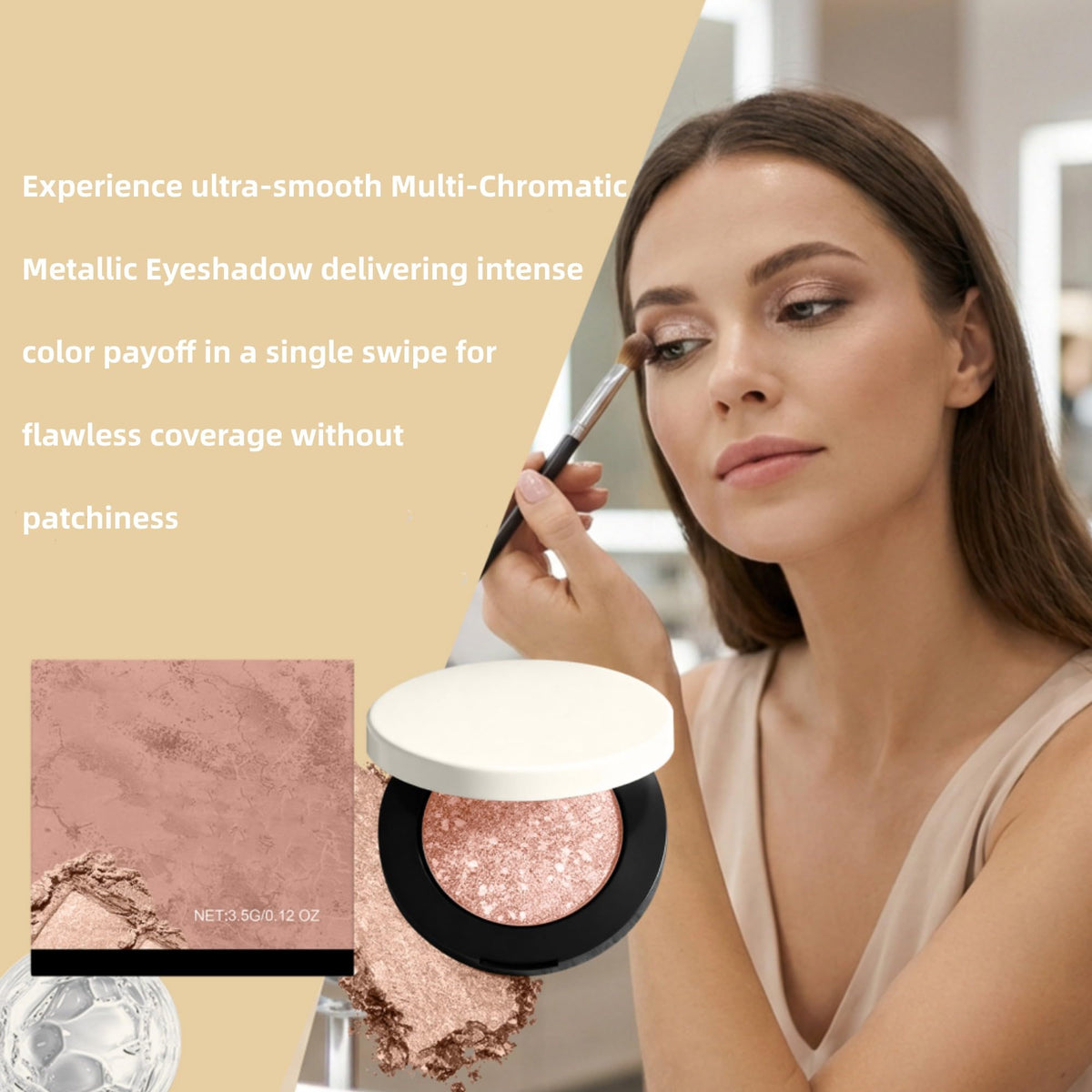 CRIVERY eyeshadow natural swatch demonstrates versatile base shade.