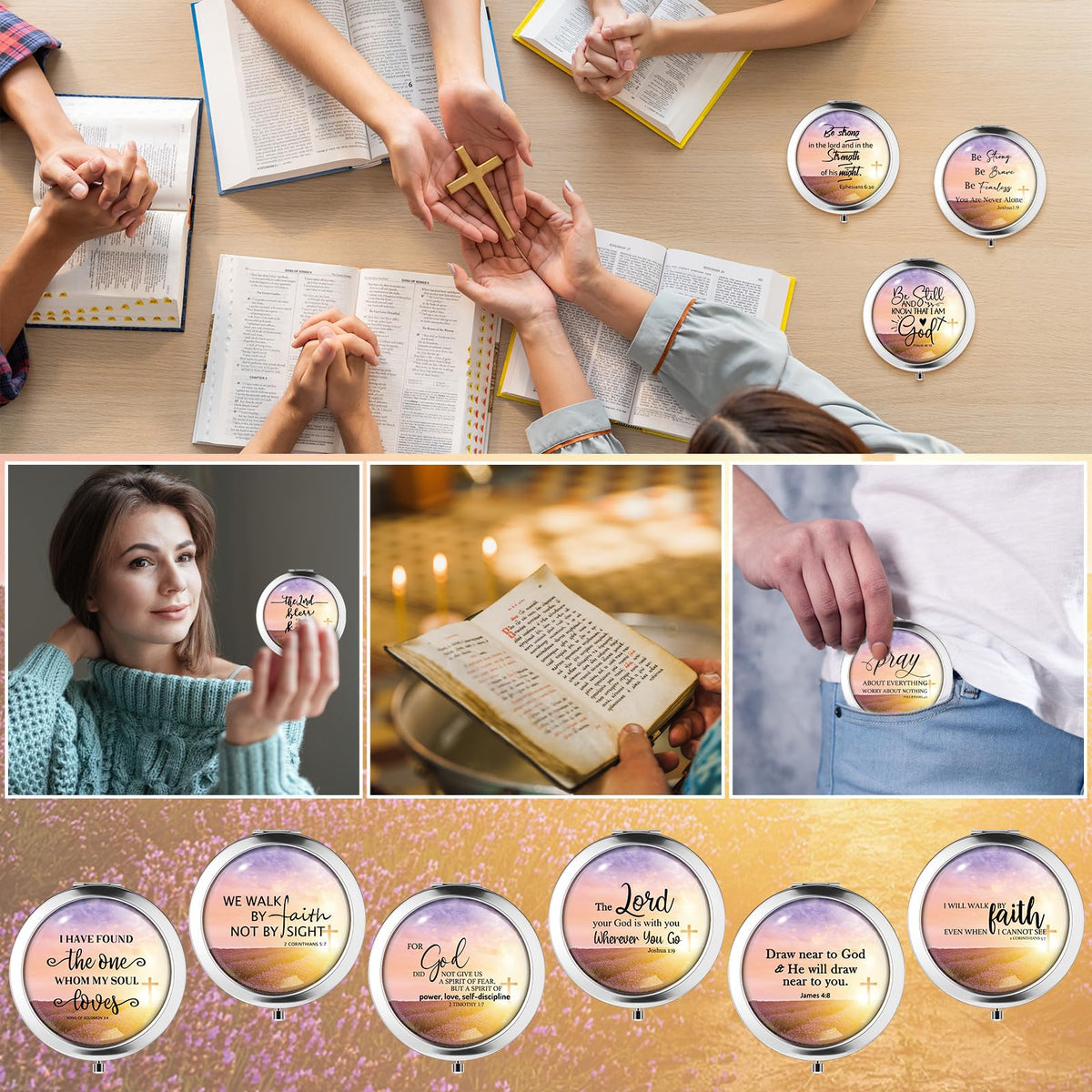 CroBlissful compact mirror measuring 7 cm diameter for easy carry.