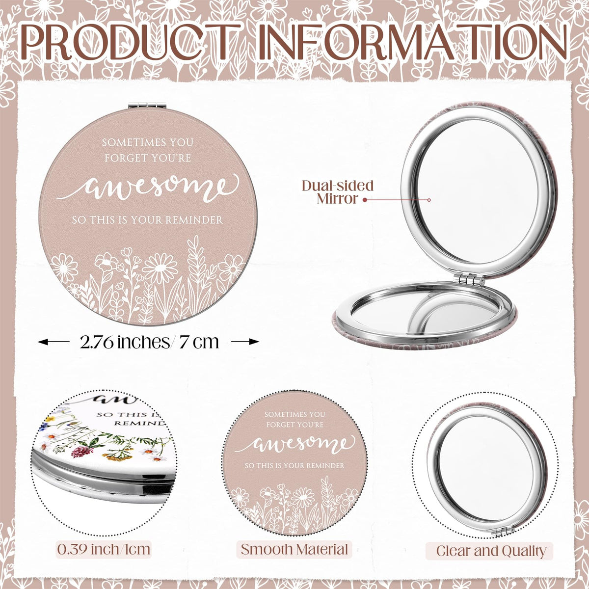 CroBlissful double-sided mirror with magnified view for precise makeup checks
