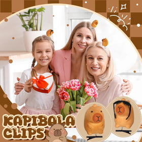 Croknit capybara hairpin on buns creates cute casual looks.
