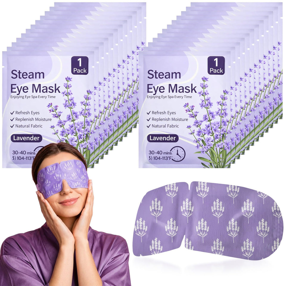 Croloose steam eye mask lavender 100-pack delivers warm, relaxing relief after screen time.