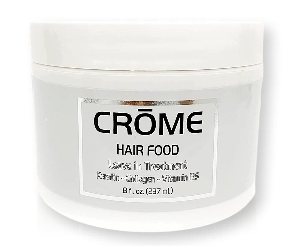 Crome Hair Food 8oz bottle front view for all hair types.