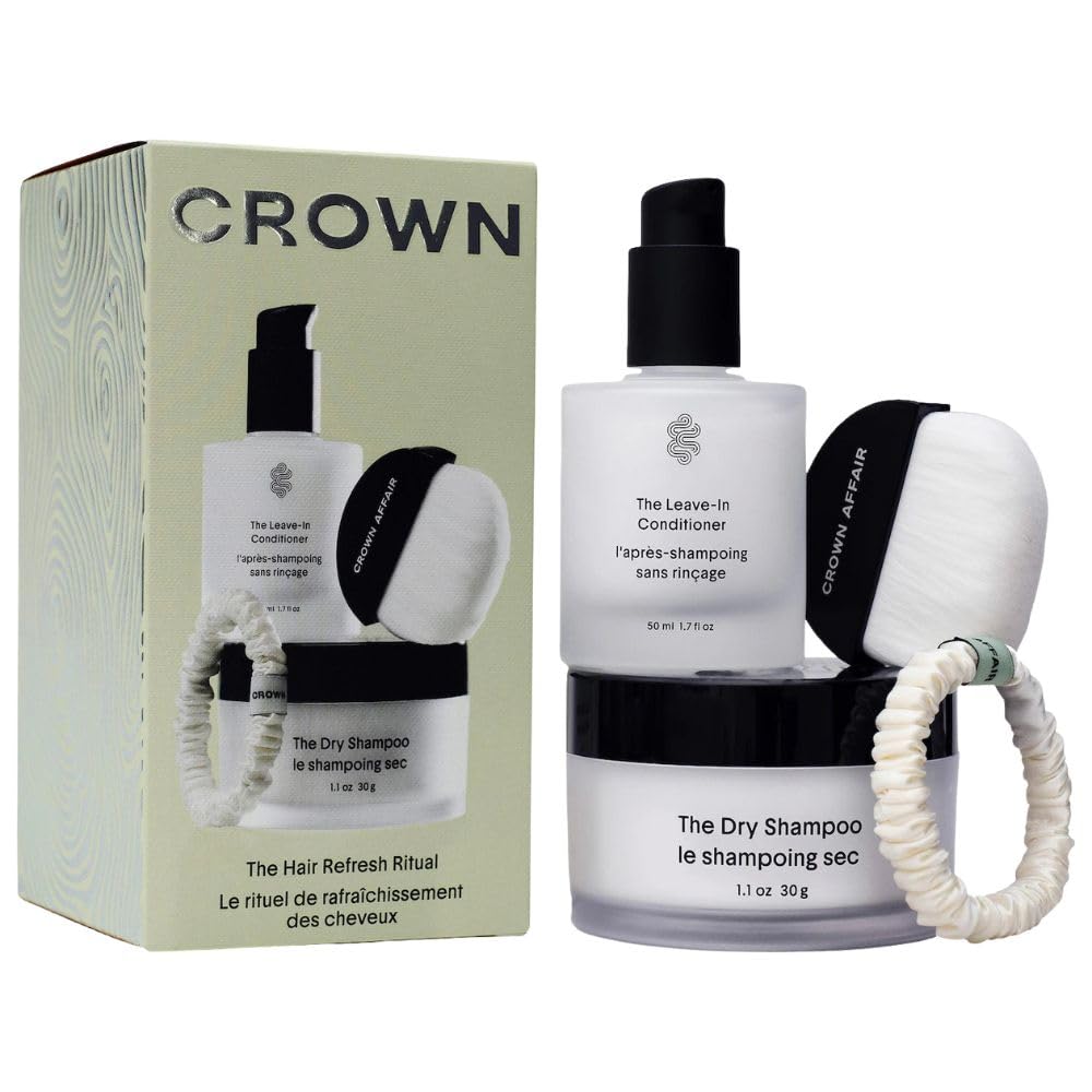 Crown Affair Hair Refresh Ritual Bottle showcasing hydration, frizz control, and ready-to-style hair.