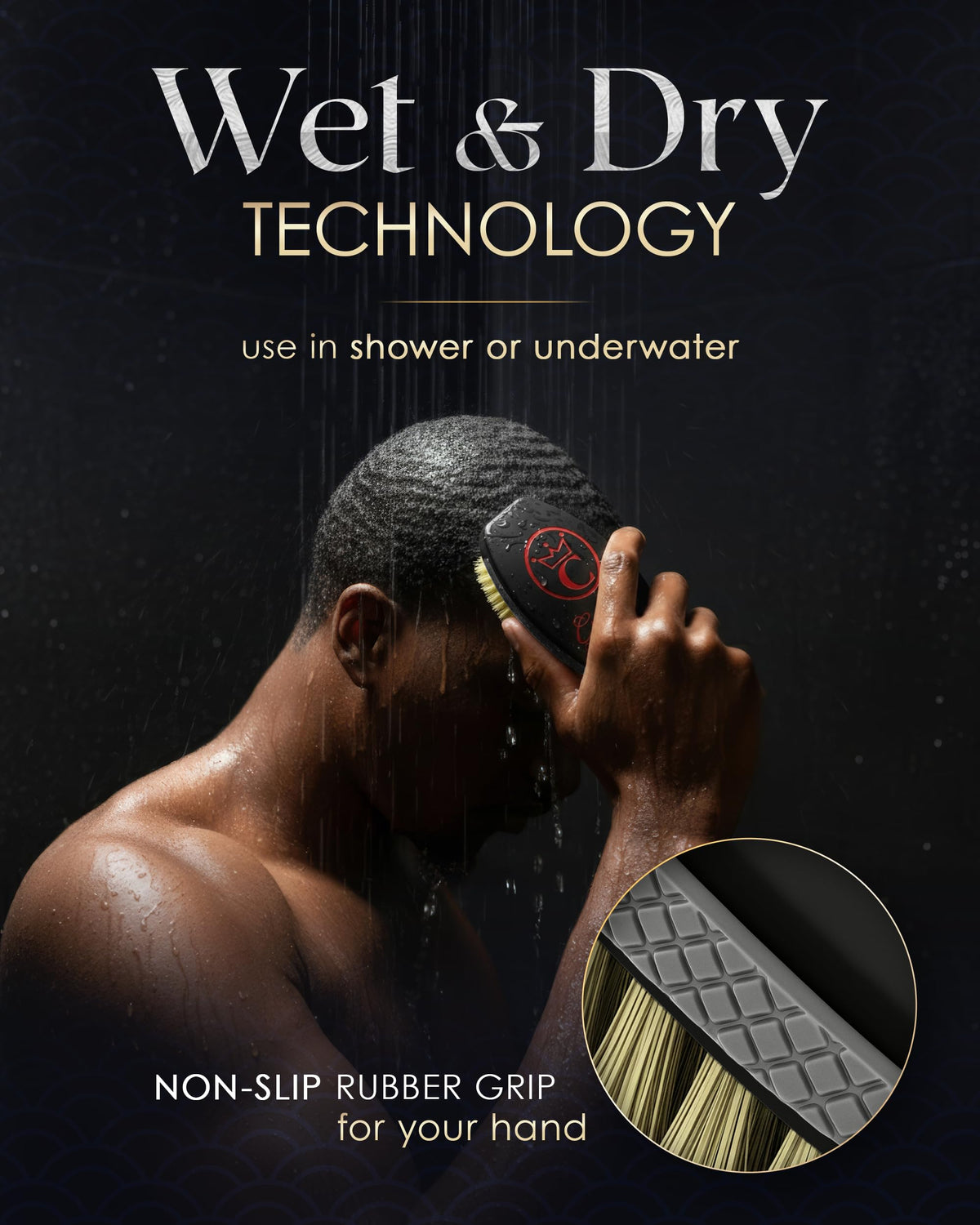 Non-slip grip close-up on Caesar 2.0 for secure handling during grooming