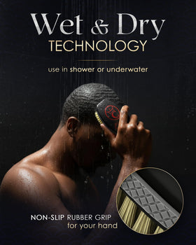 Non-slip grip close-up on Caesar 2.0 for secure handling during grooming