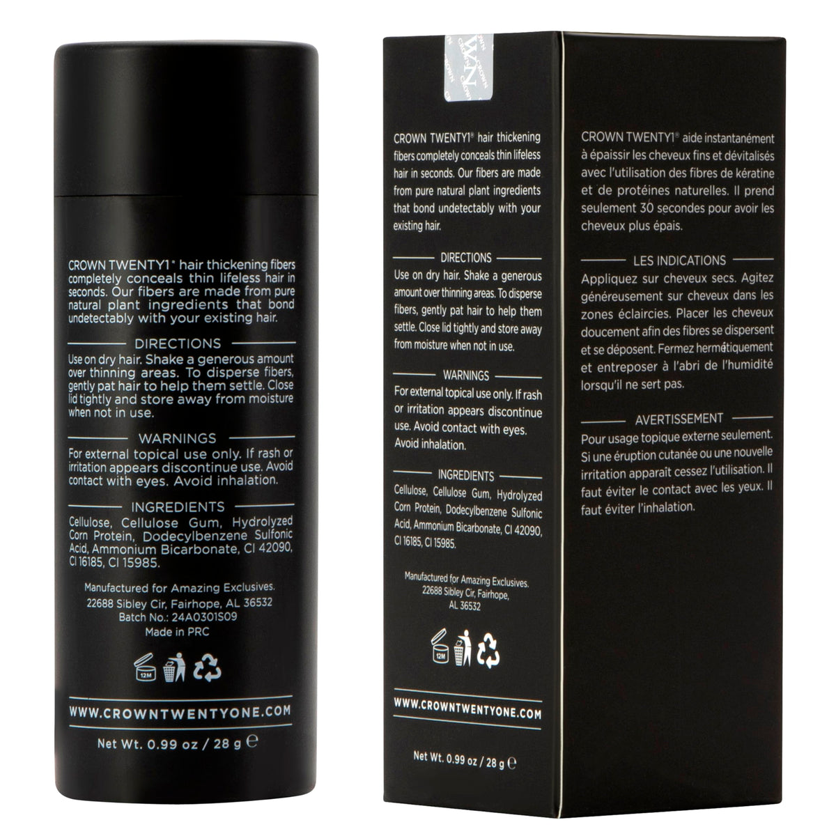 CROWN TWENTY1 offers 13 shades, including Black, to match hair color.