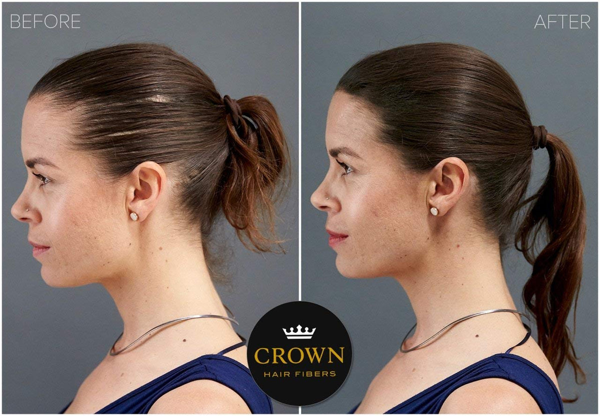 Hairline coverage with Crown Twenty1 fibers for natural finish
