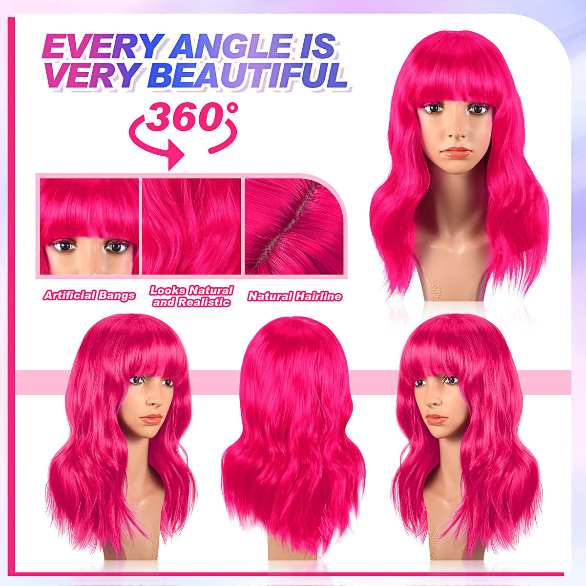 Crowye vivid wig close-up showing air bangs and soft fibers for daily wear.
