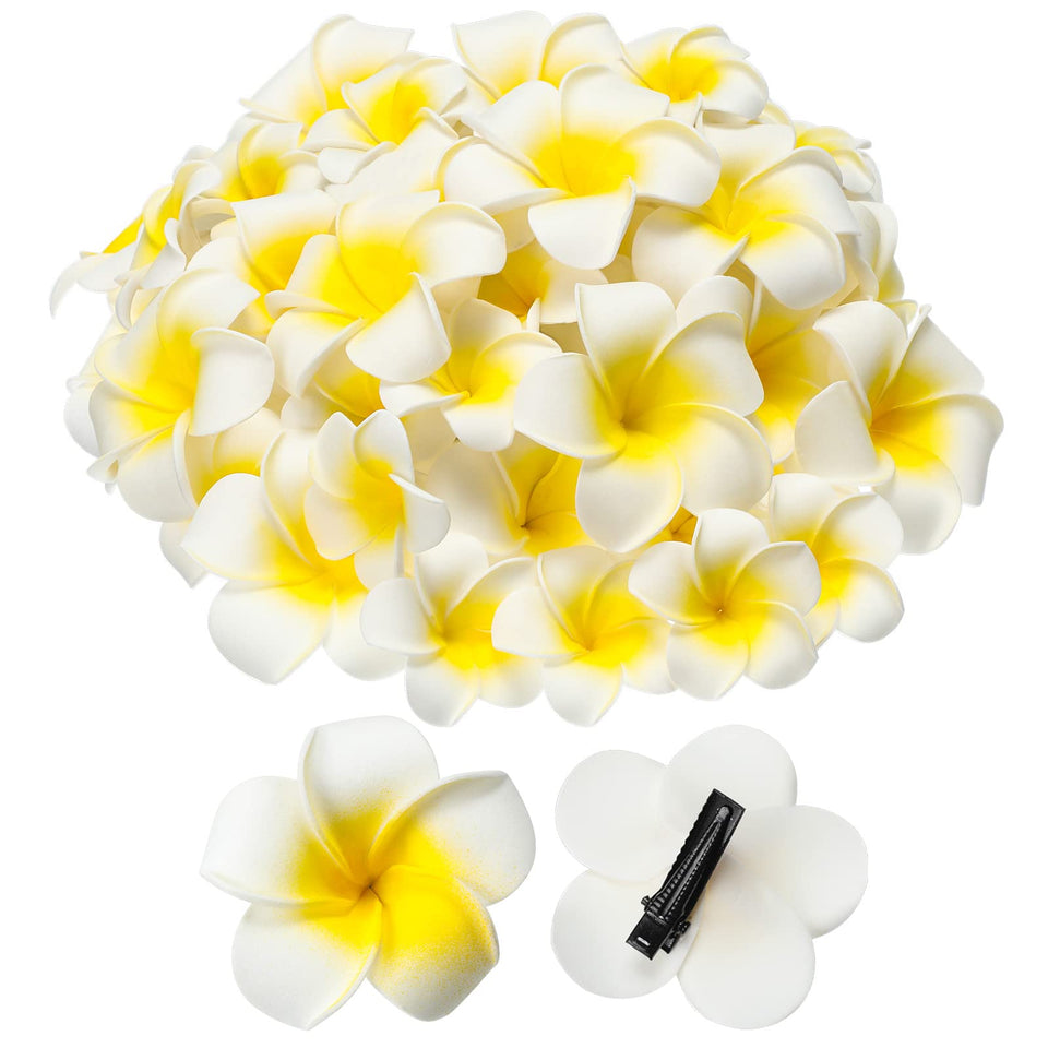 Crowye plumeria hair clip 1.6 inch white blooms add tropical charm to hair for beach weddings