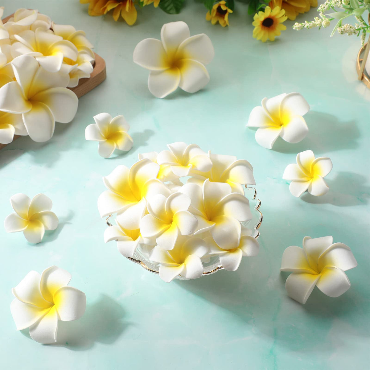 Crowye plumeria petal closeup highlighting soft EVA foam texture