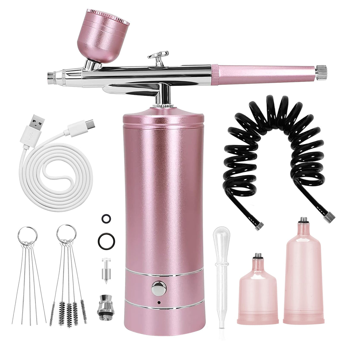 Crpen airbrush kit pink packaging shows a beginner-friendly setup for home nail art and makeup.
