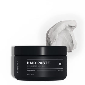Hair Craft Co CRVFT paste 2oz jar closeup showing portable, travel-ready hold.