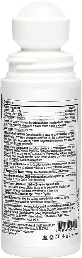 CryoDerm Heat Lotion roll-on being applied for quick on-the-go relief