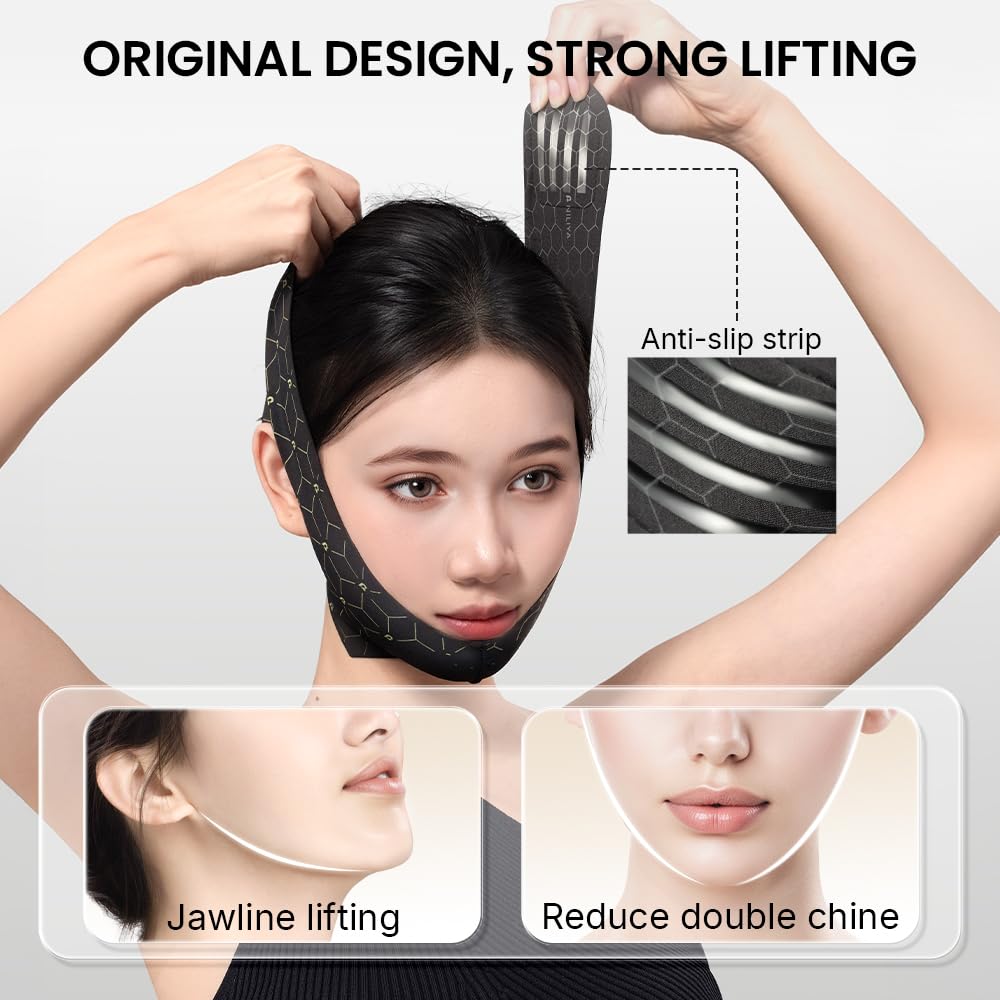 Cryslora chin strap base and booster show layered lift for jawline.
