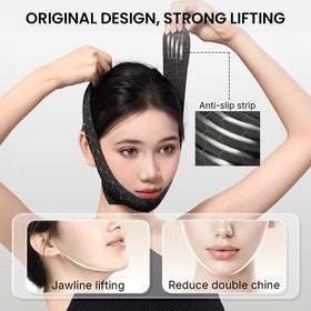 Cryslora chin strap base and booster show layered lift for jawline.
