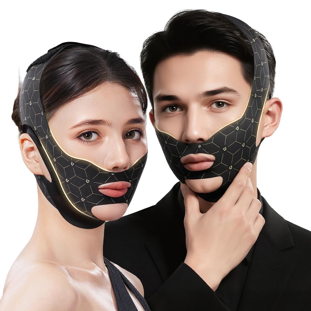 Cryslora double chin reducer strap in use for gentle contouring at home