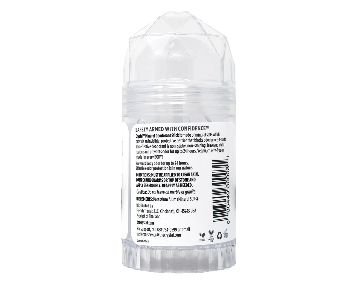 Crystal Essence Aluminum-free claim visual emphasizes safe mineral formula