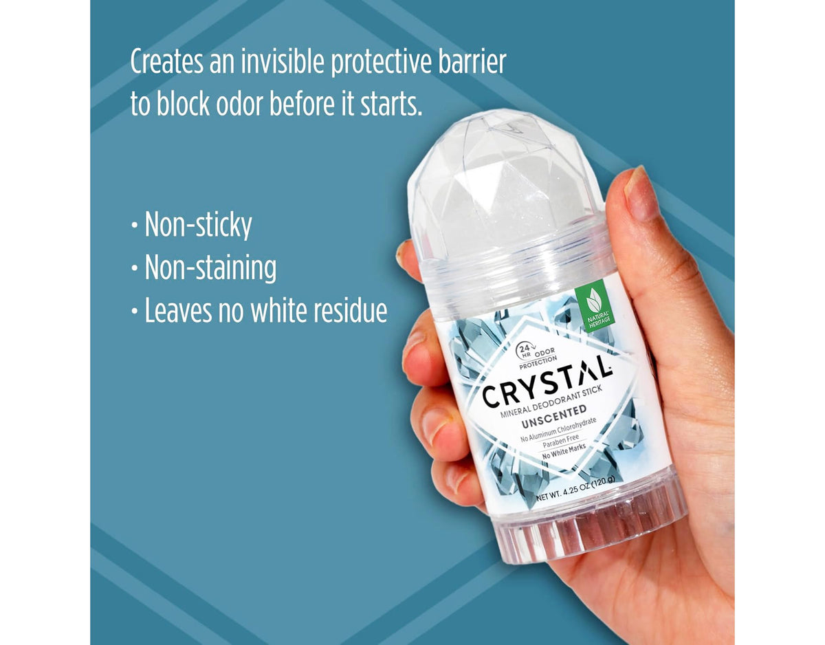 Crystal Essence Dermatologist-tested badge signals gentle skin care