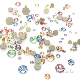 Crystal-Wholesale Baby Colors Swarovski flatbacks in mixed sizes for versatile nail art.