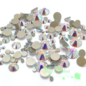 Crystal-Wholesale Swarovski 2058/2088 mixed flatbacks in Crystal AB for versatile nail art.