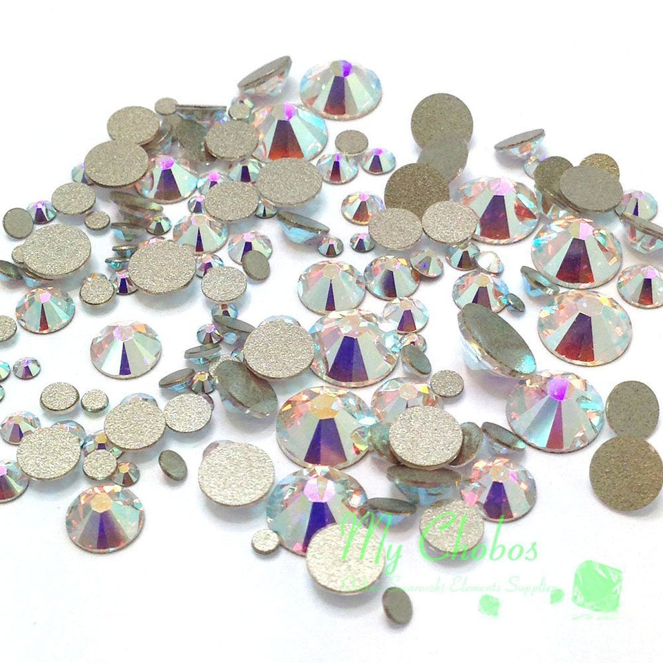 Crystal-Wholesale Swarovski 2058/2088 mixed flatbacks in Crystal AB for versatile nail art.