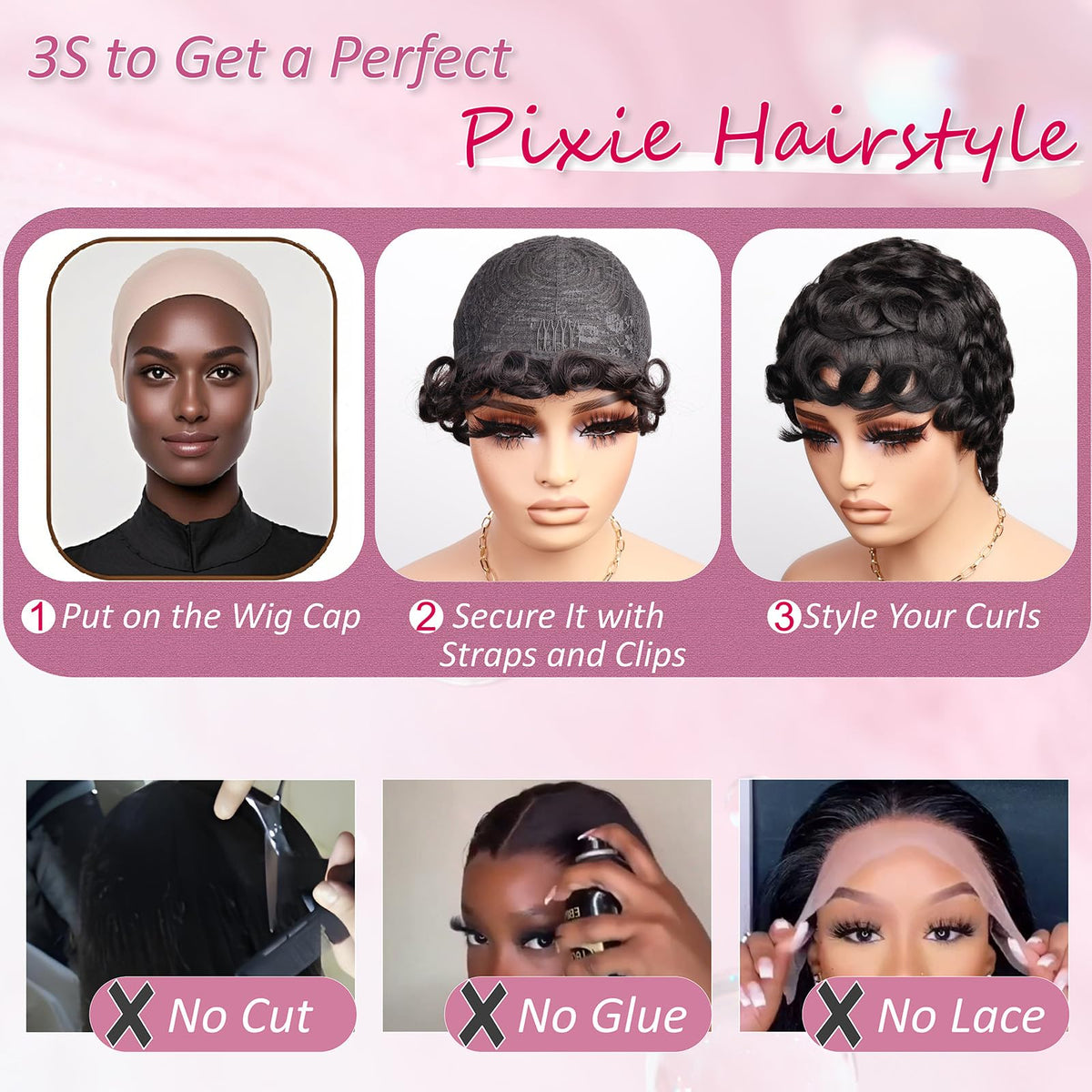 CRYSTALHAIR black women pixie cut wig for chic everyday looks.