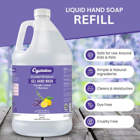 Crystalino Lavender label close-up reveals natural fragrance and dye-free formula