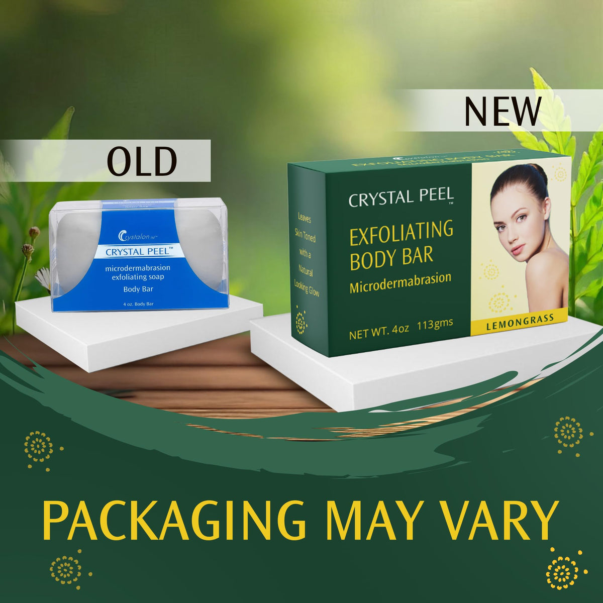 Crystalon Crystal Peel bar on a dry surface ready for moisturizing post-use.