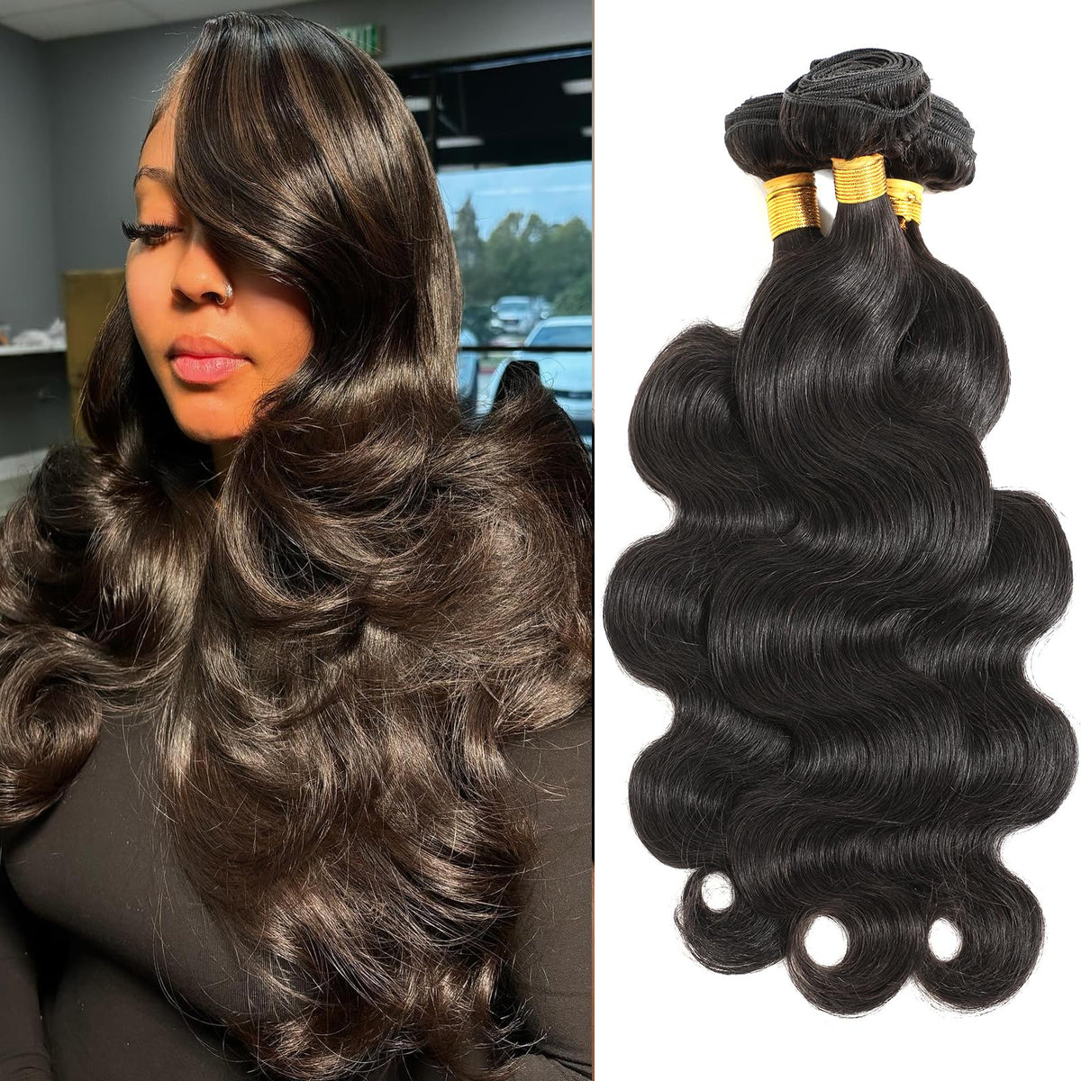 CSCHS 12A body wave 14-inch bundles for natural volume and easy styling.