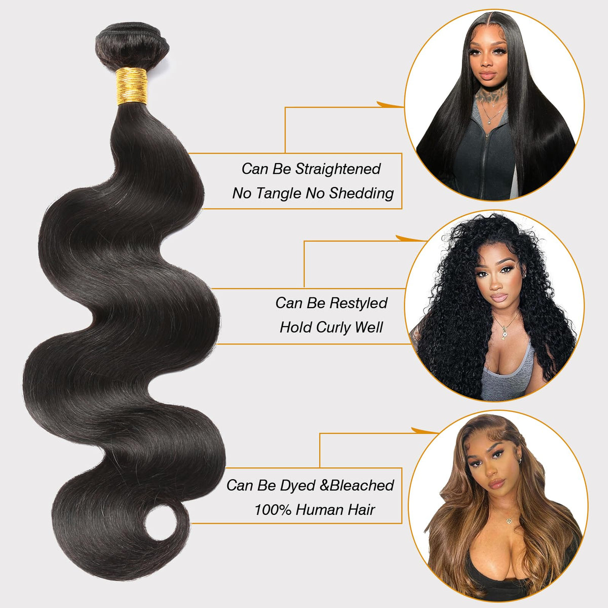 CSCHS 22in body wave hair weft, full density for voluminous looks.
