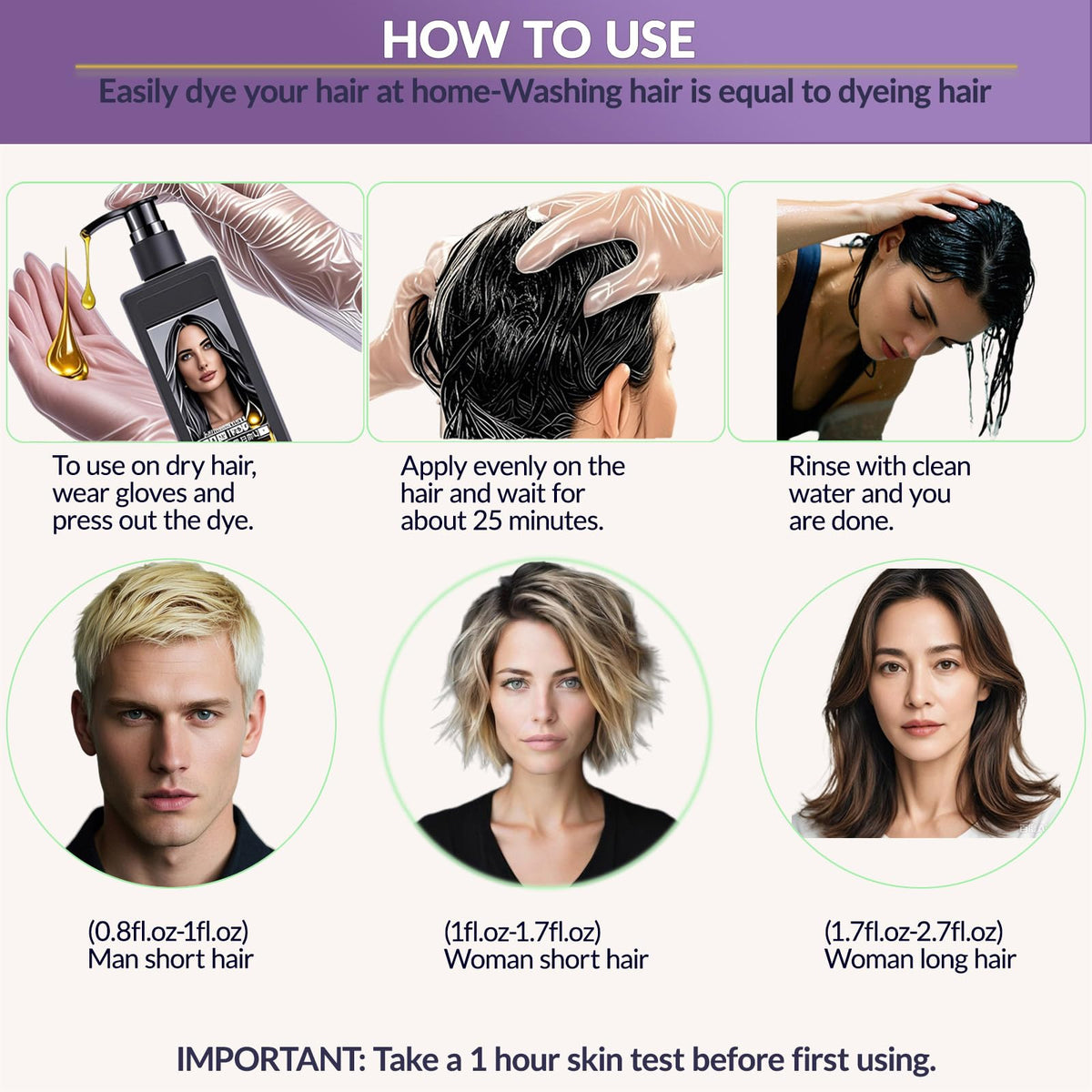 CSFDXD 3-in-1 dye, cleanse and condition in one step for silky hair