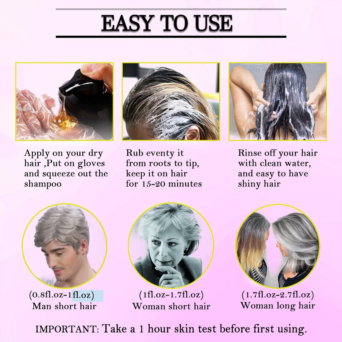 CSFDXD Dark Black Hair Dye Shampoo leaves hair with shine after drying.