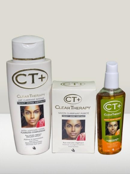 CT+ Clear Therapy lotion bottle for an even tone and radiant skin