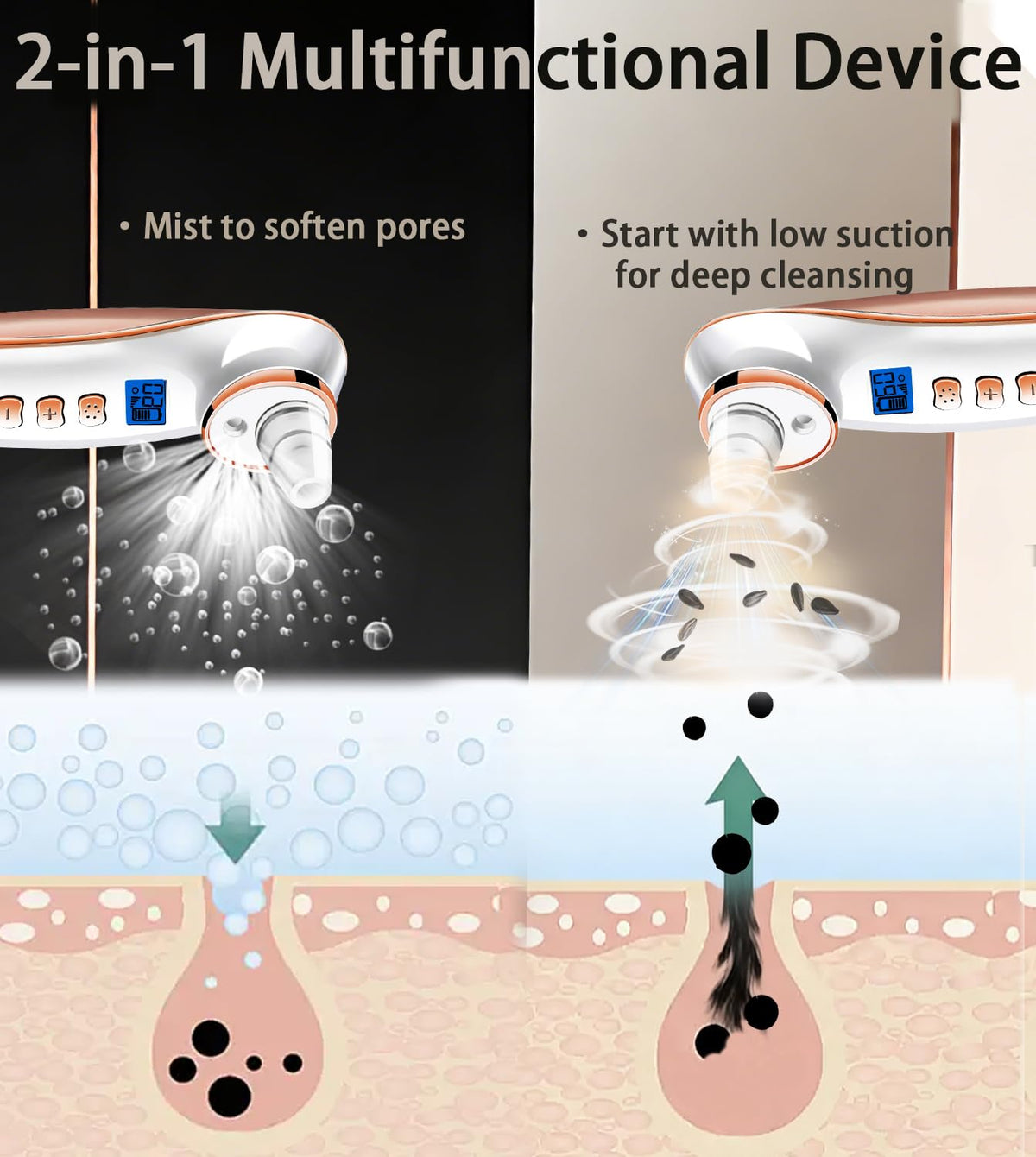 Ctpceept Blackhead Remover Pore Vacuum heads close-up for targeted cleansing.