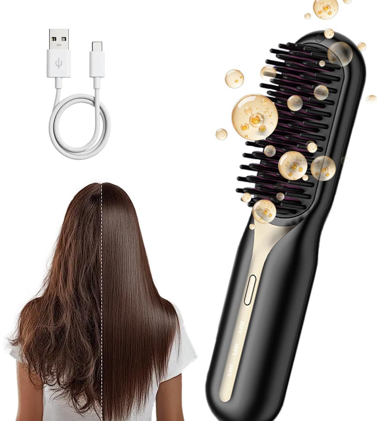 Ctpceept professional wireless straightening brush for fast root-to-tip straightening