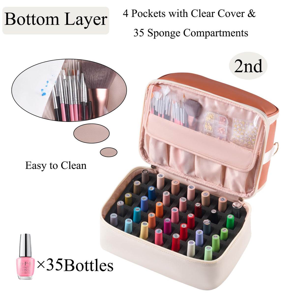 CTWWFS transparent lid with elastic pockets keeps polishes visible.