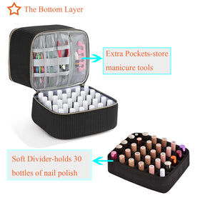 CTWWFS corduroy nail polish lamp case with removable divider for lamp and cord