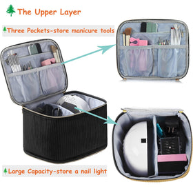 CTWWFS corduroy nail polish organizer bottom compartment holds thirty 15ml bottles securely